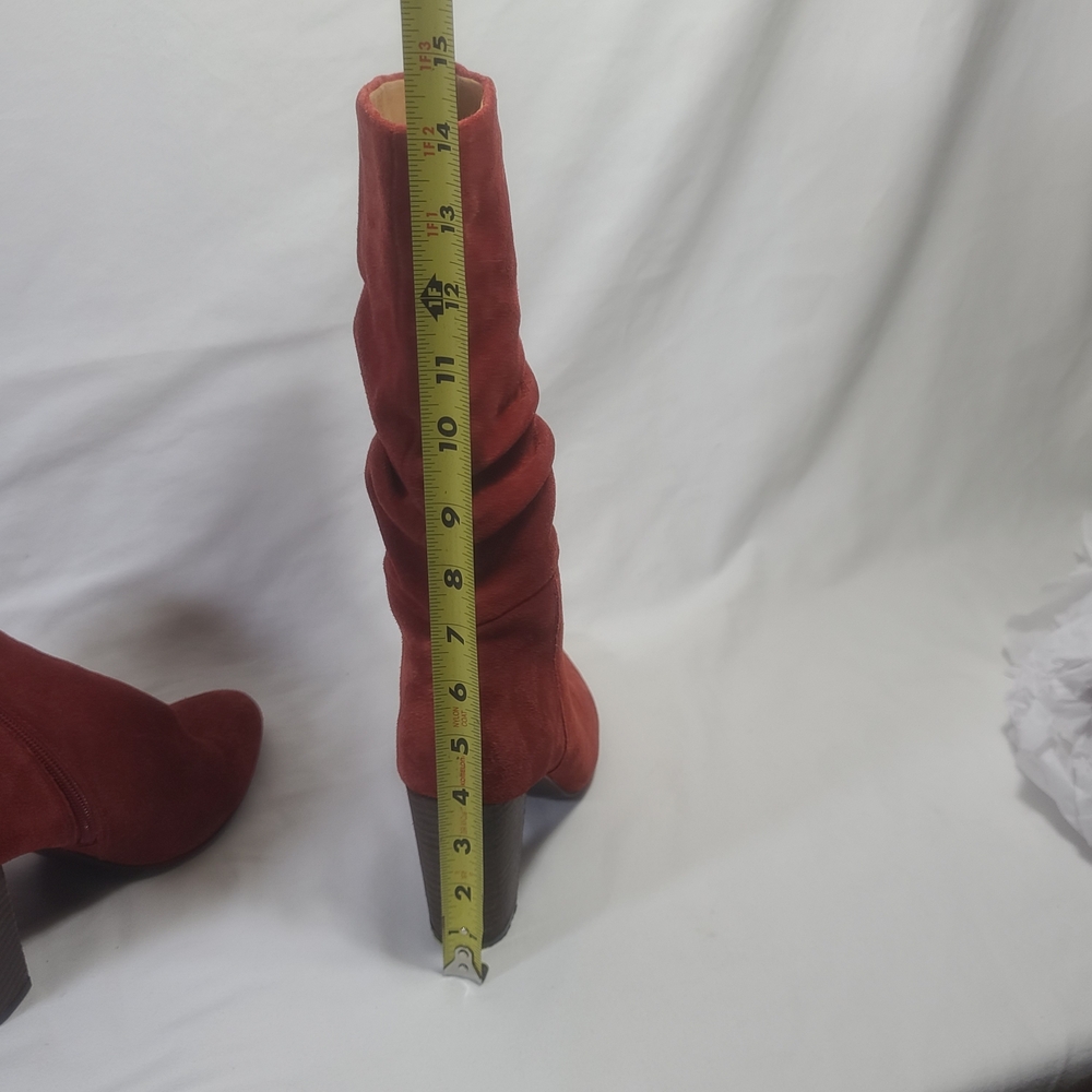Andre Women’s Red Leather Suede Block Heel Boots Size 7.5 (38 Euro) - Picture 13 of 15